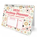 2024 Desktop Planner Calendar Spiral Bound Planner for Desk