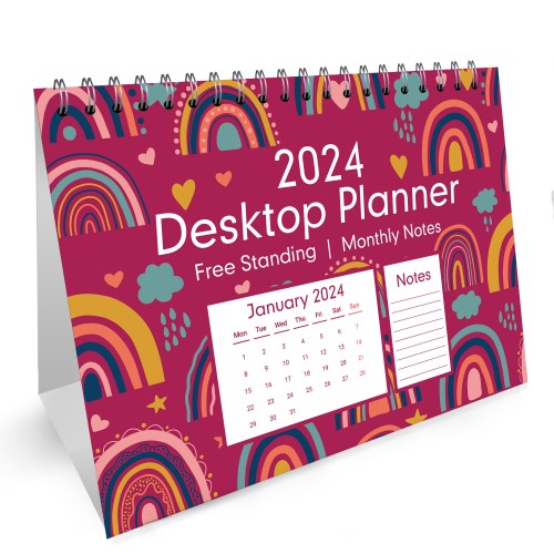 Rainbow Fun 2024 Calendar Month To View Spiral Bound Planner