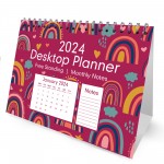 Rainbow Fun 2024 Calendar Month To View Spiral Bound Planner