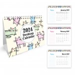 2024 Desktop Cat Themed Calendar Month to View Free-Standing