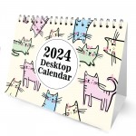 2024 Desktop Cat Themed Calendar Month to View Free-Standing