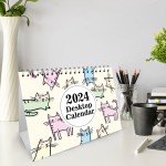 2024 Desktop Cat Themed Calendar Month to View Free-Standing