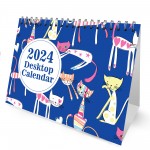 2024 Calendar Cat Desk Calendar 2024 Monthly Desktop Calendar