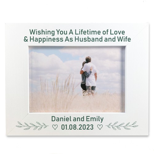 Personalised Wedding Day Gift Photo Frame For Husband Wife