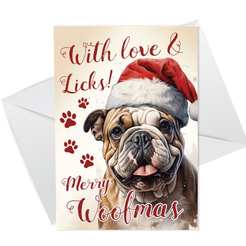 Bulldog Christmas Card Funny Dog Greetings Card Christmas Card