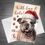 Bulldog Christmas Card Funny Dog Greetings Card Christmas Card