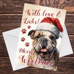 Bulldog Christmas Card Funny Dog Greetings Card Christmas Card