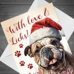 Bulldog Christmas Card Funny Dog Greetings Card Christmas Card