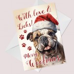 Bulldog Christmas Card Funny Dog Greetings Card Christmas Card