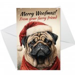 Pug Christmas Card Funny Dog Greetings Card Mum Christmas Card