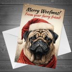 Pug Christmas Card Funny Dog Greetings Card Mum Christmas Card