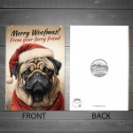 Pug Christmas Card Funny Dog Greetings Card Mum Christmas Card