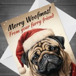 Pug Christmas Card Funny Dog Greetings Card Mum Christmas Card