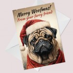 Pug Christmas Card Funny Dog Greetings Card Mum Christmas Card