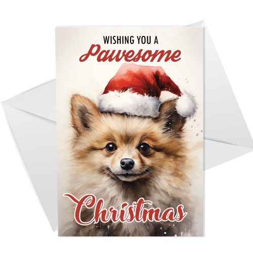 Dog Christmas Card with Envelope Pawesome Greeting Card