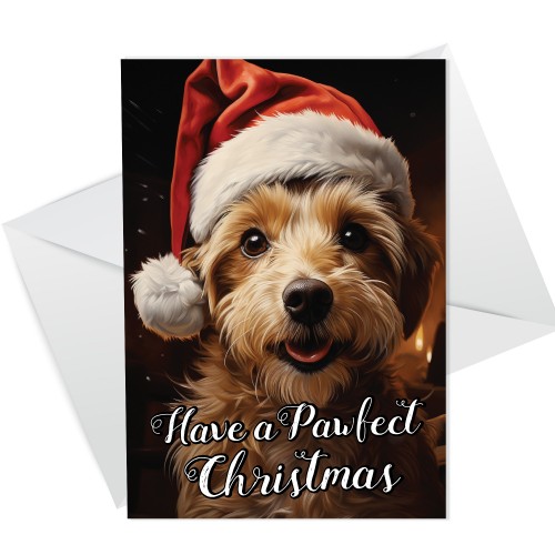 Dog Christmas Card with Envelope Pawfect Greeting Card