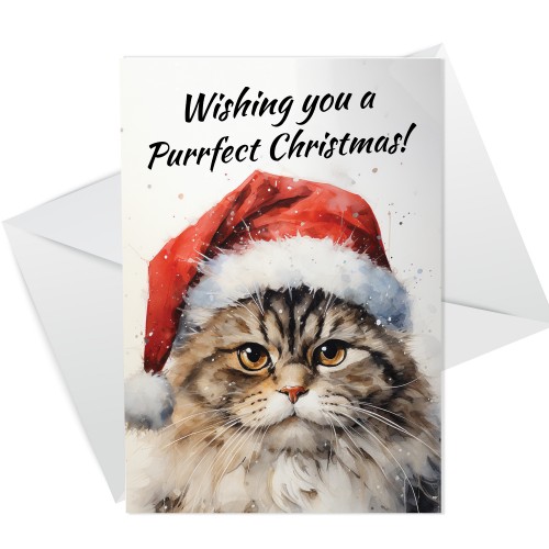 Cat Christmas Card with Envelope Purrfect Greeting Card