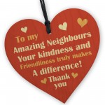 Amazing Neighbours Wooden Hanging Heart Gift For Neighbour