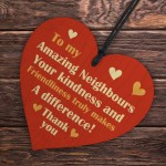 Amazing Neighbours Wooden Hanging Heart Gift For Neighbour