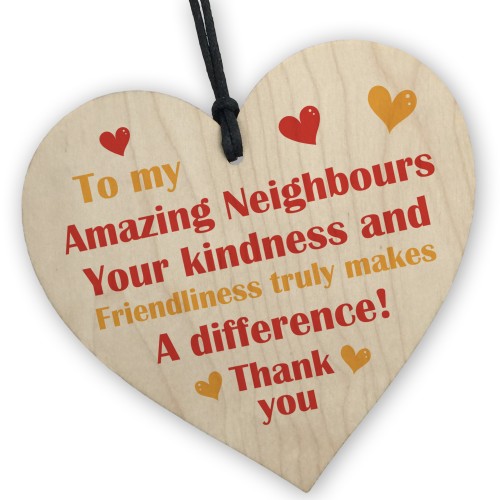 Thank You Gift For Neighbour Friendship Gift Wood Heart Birthday