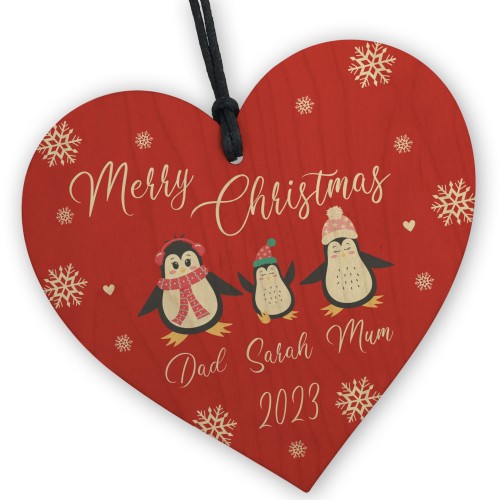 Personalised Family Christmas Decoration Wooden Bauble Names