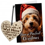 Christmas Card And Wood Heart From The Dog Yorkshire Terriror