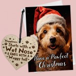 Christmas Card And Wood Heart From The Dog Yorkshire Terriror