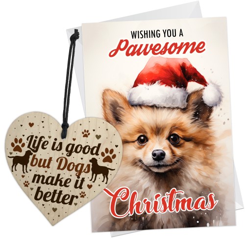 Christmas Card From The Dog Funny Pawesome Pomeranian Christmas