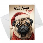 Christmas Card And Wooden Heart From The Dog Pug Gifts