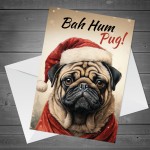 Christmas Card And Wooden Heart From The Dog Pug Gifts