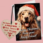 Funny Labrador Christmas Card and Wooden Heart From The Dog