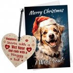 Gift From Dog Christmas Wood Heart And Card Dog Lover Gifts