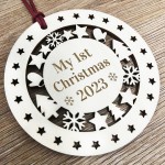 Personalised My 1st Christmas Hanging Wooden Bauble Decoration