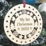 Personalised My 1st Christmas Hanging Wooden Bauble Decoration