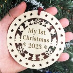 Personalised My 1st Christmas Hanging Wooden Bauble Decoration