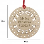 Personalised My 1st Christmas Hanging Wooden Bauble Decoration