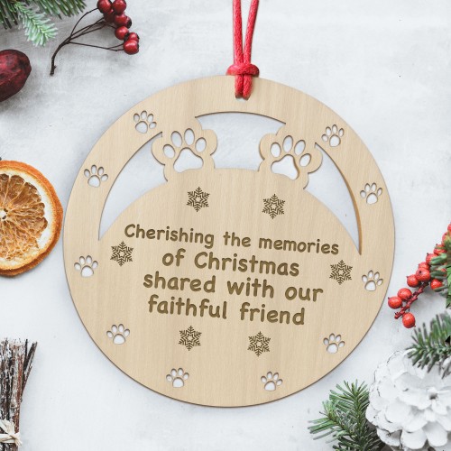 Wooden Christmas Decoration Engraved Pet Memorial Decoration