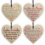 Cousin Gifts 4 Pack Wooden Hanging Heart Keepsakes Christmas