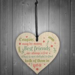 Cousin Gifts 4 Pack Wooden Hanging Heart Keepsakes Christmas