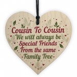 Cousin Gifts 4 Pack Wooden Hanging Heart Keepsakes Christmas