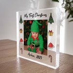 My First Christmas Gift Personalised Photo Block 1st Christmas