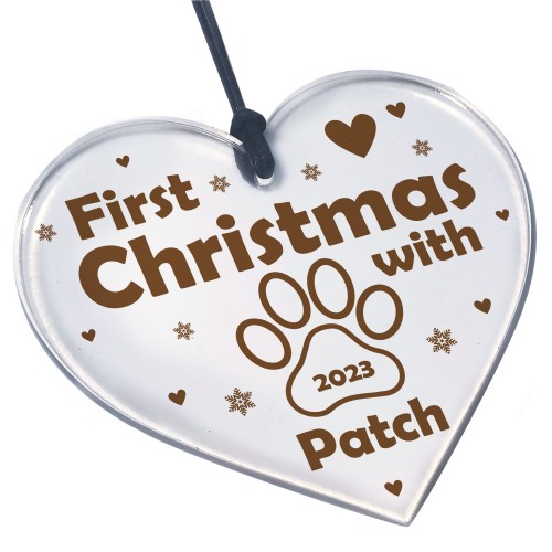 First Christmas With Dog Puppy Personalised Christmas Decoration