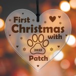 First Christmas With Dog Puppy Personalised Christmas Decoration