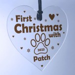 First Christmas With Dog Puppy Personalised Christmas Decoration