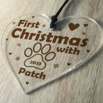 First Christmas With Dog Puppy Personalised Christmas Decoration