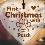 First Christmas With Dog Puppy Personalised Christmas Decoration