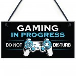 Gaming In Progress Gamer Gift Gaming Sign For Boys Bedroom