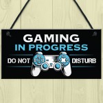 Gaming In Progress Gamer Gift Gaming Sign For Boys Bedroom