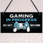 Gaming In Progress Gamer Gift Gaming Sign For Boys Bedroom