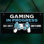 Gaming In Progress Gamer Gift Gaming Sign For Boys Bedroom